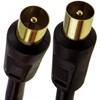 RG6 F-Male to F-Male Coaxial Cable, 1M, Black with Gold Contacts