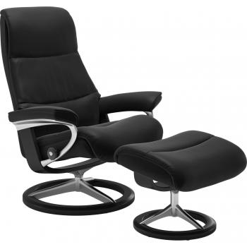Stressless View Relaxsessel‑Combo Schwarz, Größe M, inkl. Signature Base und Hocker