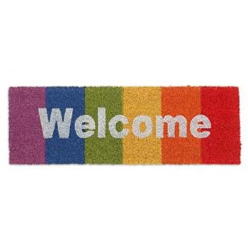 Zerbino Antiscivolo in Fibra di Cocco, Tappetino Ingresso, Scritta Welcome, 75x25cm, Multicolore