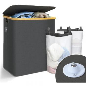 Cesto Plegable para Ropa Sucia 145L, Gris