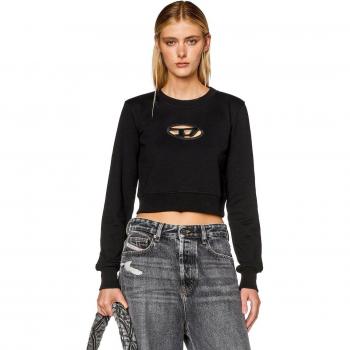 Felpa F-Slimmy-Od Diesel in cotone cropped con logo cut-out, colore nero, taglia S