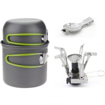 1-2 Person Portable Picnic Cookware with Gas Stove