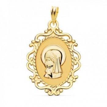 Medalla ovalada Virgen Niña oro 18k 23 mm