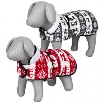 Trixie Fleece Dog Coat Red and White Winter Design