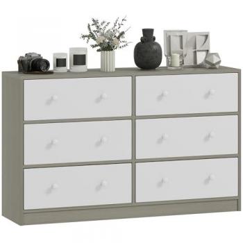AquaSteel 6-Drawer White Bedroom Chest