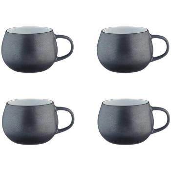 Ensemble 4 tasses grès noir Björn – Capacité 70cl – Noir 12x10x12cm