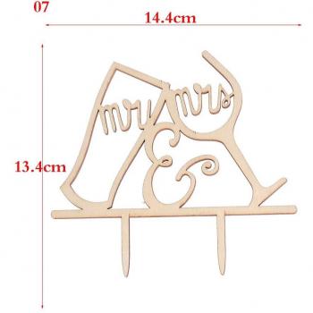 Letras de madera rústicas Mr y Mrs para tarta