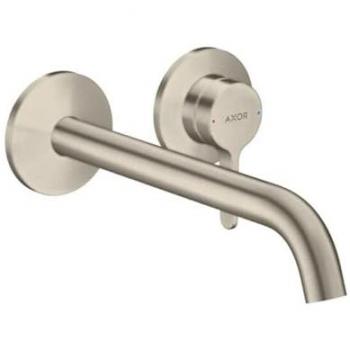 Hansgrohe AXOR One Einhebel-Waschtischarmatur Unterputz für Wandmontage mit Hebelgriff und Auslauf 220 mm, 48120, Farbe: Brushed Nickel