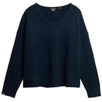 Superdry Women's Brushed V-Neck Pullover – Deep Navy Blue