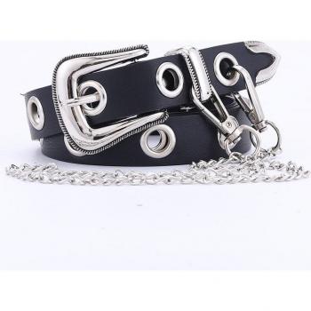 Ceinture « Couture Urbain » – chaîne en cuir PU, boucle ardillon, sangle taille