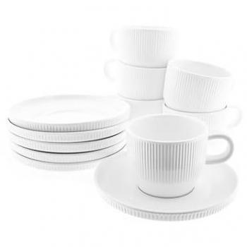 Weißes Riffle Kaffee-Set, 12-teilig