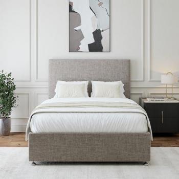 Bedmaster Linen Flat Base & Plain Headboard – Light Grey, Small Double