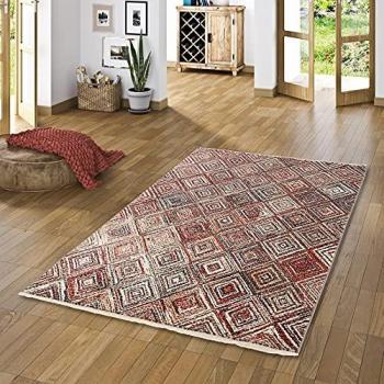 Pergamon Nia Vintage Rauten Teppich – Designer, 13 mm Dicke, rechteckig