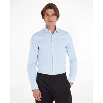 Herren Langarmhemd Calvin Klein mit Logoprägung, Vista Blue, Größe 42