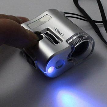 Loupe de poche 60X avec lumière UV pour analyse de bijoux