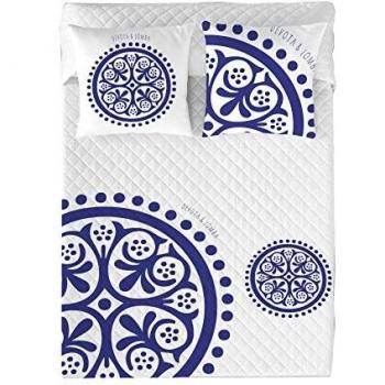 Couvre-lit Blanc Motif Geométrique