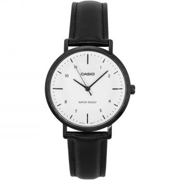 LTP‑VT03BL Women's Casio Analog Leather Watch, White Dial, Quartz Movement