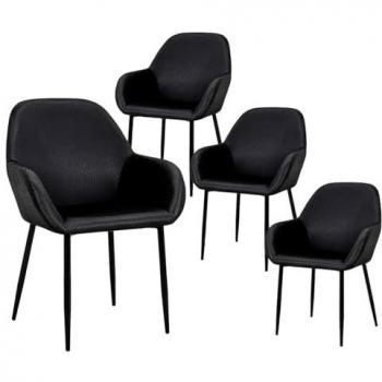 Quartette de fauteuils velours noir – ALESSIA