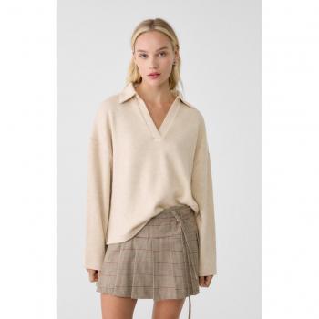 XL Stone Stradivarius Knit Polo T‑Shirt