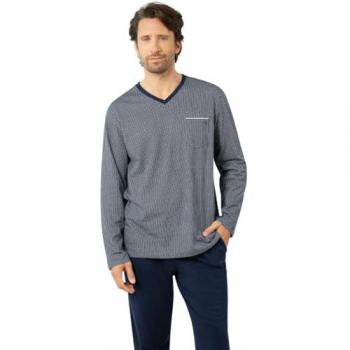 Éminence Pyjama Long Col V Masculin Bleu Premium