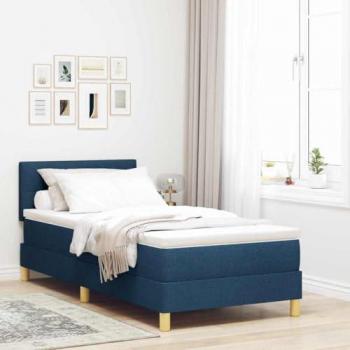Lit LED bleu avec matelas ressort 80x200 cm en tissu
