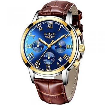 Leahter Mens Date Quartz Dress Watch