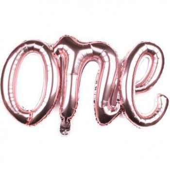 Globos de papel aluminio para celebrar el primer año de un bebé, rosa y dorado/plateado