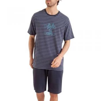 Pyjama short gris fish & chips coton homme