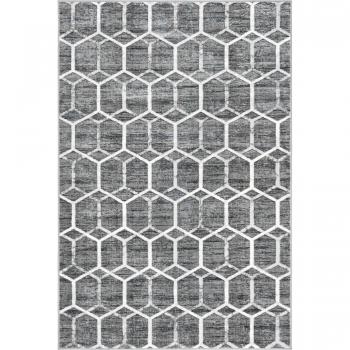Rechteckiger Teppich Titan Trellis in Grau