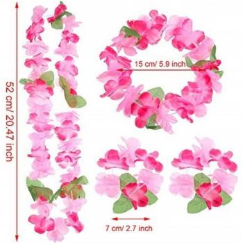 6pcs Tropical Party Floral Headband and Necklace Set