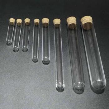 Test Tubes with Cork Stopper, Hard Plastic, 12mm-25mm, 100pcs