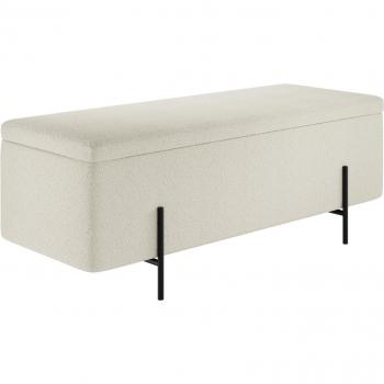 LPD Lola Ivory Boucle Ottoman Storage with Black Legs