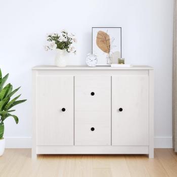 Buffet Blanc en Bois de Pin 100x35x74 cm