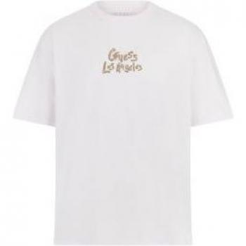 Guess Maglietta a maniche corte con patch sul retro, bianca pura, XL