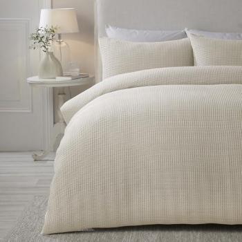 Serene Lindly Textured Waffle Duvet Cover Set – Natural Fabric