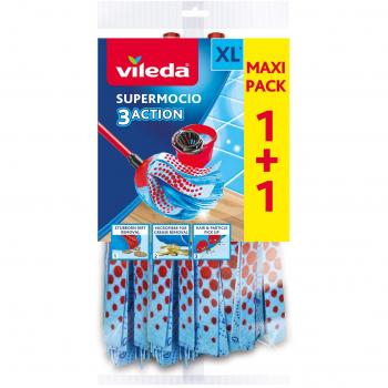 Vileda Microfibre Mop Replacement 3 Action XL Head Supermocio Twin Pack Refill