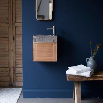 Tikamoon Mueble de Baño Teca con Mármol Basic Grey