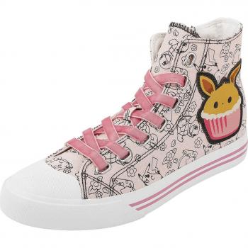 Baskets hautes Gaming Pokémon – Évoli – Cupcake – EU37‑EU41 – Femmes – Rose/Blanc
