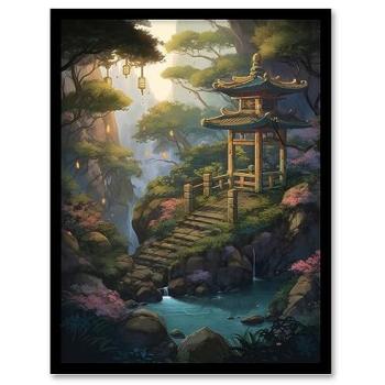 Zen Garden Tower & Tree Lantern Canvas