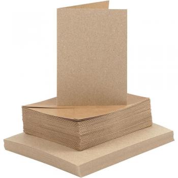 Natural Cards and Envelopes, 10.5x15 cm, 11.5x16.5 cm, 50 Sets