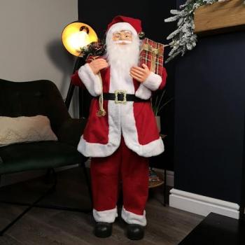 1.1m Indoor Santa Claus Decoration with Present and Green Bag