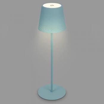 Lampada da tavolo LED Kiki ricaricabile 3000K blu tortora dimmerabile IP44