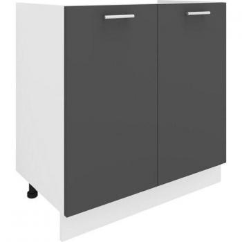 Meuble Bas Esilo 2 Portes – Évier 80 cm, Gris/Blanc