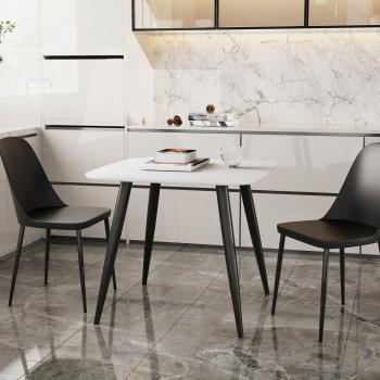 Core Products Aspen 800mm White Square Table & 2 Black Duo Chairs Set