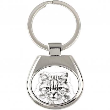 Llavero Gatito British Longhair + pendente Art‑Dog en oro