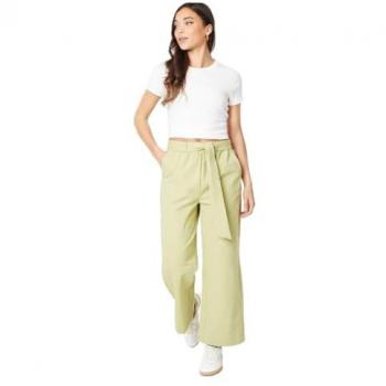 Oasis Petite Twill Paperbag Trousers Green Size 12