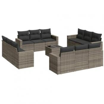 Set di Divani da Giardino 13 pz Grigio in Polyrattan