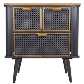 Mesita de metal y madera negro 58x33x60