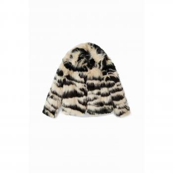Giacca corta peluche con stampa animalier