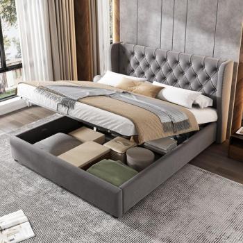 Letto Imbottito “Orecchio” 140x190 Velluto con Sistema Idr. e Rete a Doghe